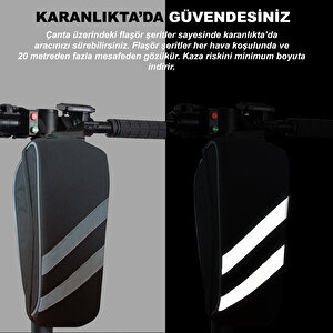 Microcase Taşınabilir Su Geçirmez 3 Bölmeli Geniş İç Hacimli Flaşörlü Scooter Bisiklet Çantası Al4249 Siyah