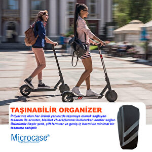 Microcase Taşınabilir Su Geçirmez 3 Bölmeli Geniş İç Hacimli Flaşörlü Scooter Bisiklet Çantası Al4249 Siyah