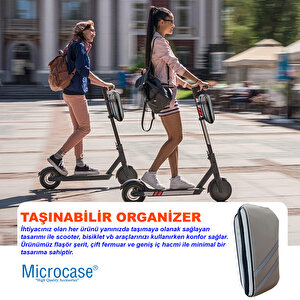 Taşınabilir Su Geçirmez 3 Bölmeli Geniş İç Hacimli Flaşörlü Scooter Bisiklet Çantası Al4249 Gri