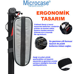 Microcase Taşınabilir Su Geçirmez 3 Bölmeli Geniş İç Hacimli Flaşörlü Scooter Bisiklet Çantası Al4249 Gri