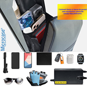 Microcase Taşınabilir Su Geçirmez 3 Bölmeli Geniş İç Hacimli Flaşörlü Scooter Bisiklet Çantası Al4249 Gri