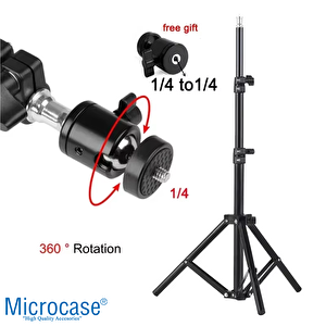 Microcase Taşınabilir Projeksiyon Cihazı Vb 1/4 Vida Girişli 2.1 Mt Eğim Ve Açı Ayarlamalı Tripod - Al5173