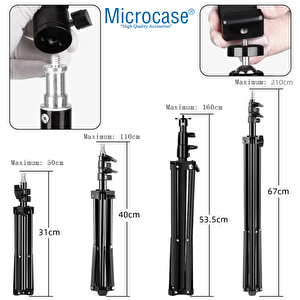 Microcase Taşınabilir Projeksiyon Cihazı Vb 1/4 Vida Girişli 2.1 Mt Eğim Ve Açı Ayarlamalı Tripod - Al5173