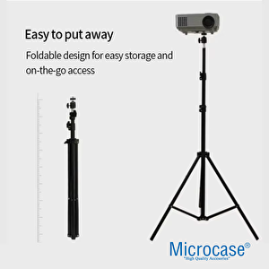 Microcase Taşınabilir Projeksiyon Cihazı Vb 1/4 Vida Girişli 2.1 Mt Eğim Ve Açı Ayarlamalı Tripod - Al5173