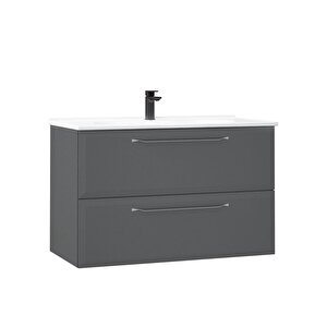 Nuvola 65 Cm Antrasit Banyo Dolabı Alt Modül Ve Lavabo