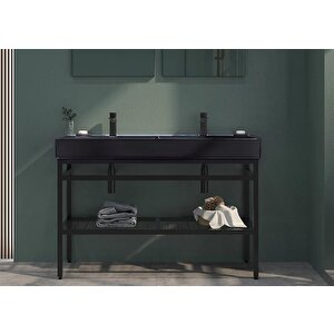 Capetown 120 Cm Siyah Banyo Dolabı Alt Modül Ve Lavabo