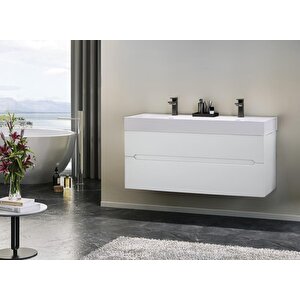 Malta 120 Cm Beyaz Banyo Dolabı Alt Modül Ve Lavabo