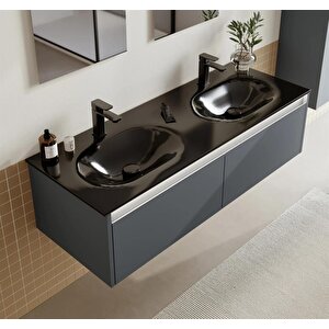 Lisbon 130 Cm Antrasit Banyo Dolabı Alt Modül Ve Lavabo