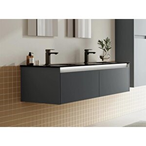 Orka Lisbon 130 Cm Antrasit Banyo Dolabı Alt Modül Ve Lavabo