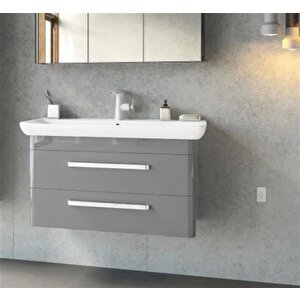 Rose 95 Cm Gri Banyo Dolabı Alt Modül Ve Lavabo