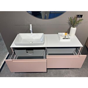 Biella 140 Cm Pudra Banyo Dolabı Alt Modül Ve Lavabo