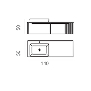 Orka Biella 140 Cm Pudra Banyo Dolabı Alt Modül Ve Lavabo