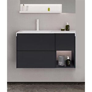 Milano 100 Cm Antrasit Banyo Dolabı Alt Modül Ve Lavabo