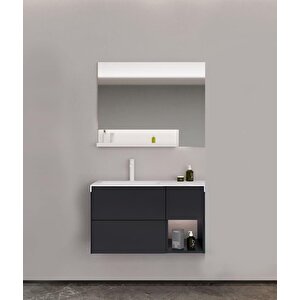 Milano 100 Cm Antrasit Banyo Dolabı Alt Modül Ve Lavabo