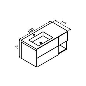 Milano 100 Cm Antrasit Banyo Dolabı Alt Modül Ve Lavabo