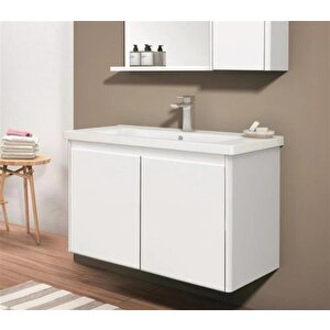 Duden 80 Cm Beyaz Kapaklı Banyo Dolabı Alt Modül Ve Lavabo
