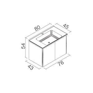 Duden 80 Cm Beyaz Kapaklı Banyo Dolabı Alt Modül Ve Lavabo