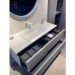 Moonlight 90 Cm Gri Banyo Dolabı Alt Modül Ve Lavabo