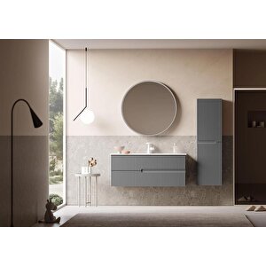 Moonlight 90 Cm Gri Banyo Dolabı Alt Modül Ve Lavabo