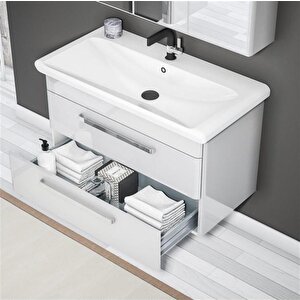 Rose 95 Cm Kaşmir Banyo Dolabı Alt Modül Ve Lavabo