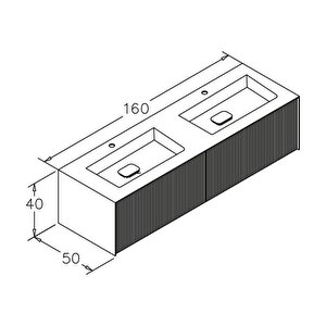 Orka Cube 160 Cm Vizon Banyo Dolabı Alt Modül Ve Lavabo