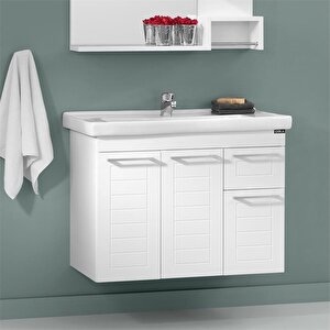 Perge 85 Cm Beyaz Banyo Dolabı Alt Modül Ve Lavabo