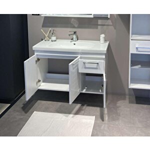 Orka Perge 85 Cm Beyaz Banyo Dolabı Alt Modül Ve Lavabo