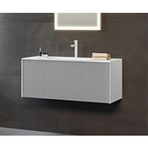 Cube 80 Cm Gri Banyo Dolabı Alt Modül Ve Lavabo