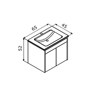 Trio 65 Cm Beyaz Kapaklı Banyo Dolabı Alt Modül Ve Lavabo