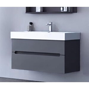 Malta 100 Cm Antrasit Banyo Dolabı Alt Modül Ve Lavabo