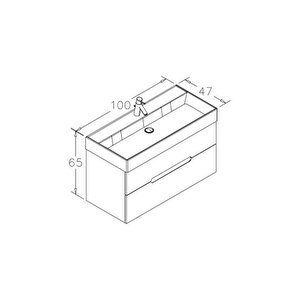 Malta 100 Cm Antrasit Banyo Dolabı Alt Modül Ve Lavabo