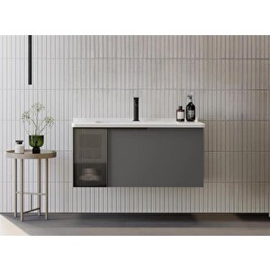 Pure 80 Cm Gri Banyo Dolabı Alt Modül Ve Lavabo