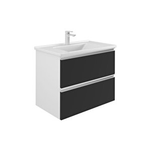 Terme 60 Cm Siyah Banyo Dolabı Alt Modül Ve Lavabo