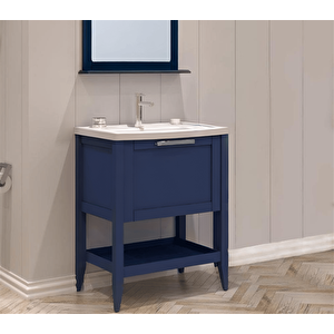 Bastle 65 Cm Lacivert Banyo Dolabı Alt Modül Ve Lavabo