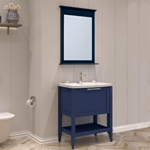 Bastle 65 Cm Lacivert Banyo Dolabı Alt Modül Ve Lavabo