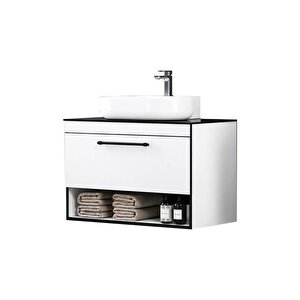 Knidos 90 Cm Beyaz Banyo Dolabı Alt Modül Ve Lavabo