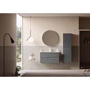 Moonlight 90 Cm Gri Banyo Dolabı Alt Modül Ve Lavabo