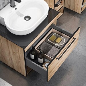 Knidos 90 Cm Legnano Banyo Dolabı Alt Modül Ve Lavabo