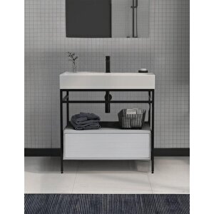 Vegas 60 Cm Beyaz Banyo Dolabı Alt Modül Ve Lavabo