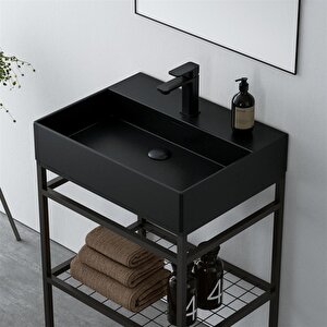 Capetown 80 Cm Siyah Banyo Dolabı Alt Modül Ve Lavabo