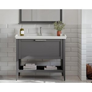 Bastle 80 Cm Gri Banyo Dolabı Alt Modül Ve Lavabo