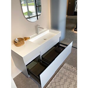 Lusso 120 Cm Beyaz Banyo Dolabı Alt Modül Ve Lavabo