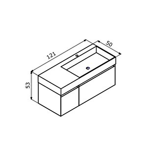 Lusso 120 Cm Beyaz Banyo Dolabı Alt Modül Ve Lavabo