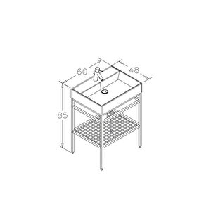 Capetown 60 Cm Siyah Banyo Dolabı Alt Modül Ve Lavabo