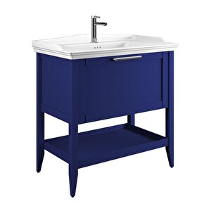 Bastle 80 Cm Lacivert Banyo Dolabı Alt Modül Ve Lavabo