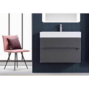 Malta 80 Cm Antrasit Banyo Dolabı Alt Modül Ve Lavabo