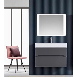 Malta 80 Cm Antrasit Banyo Dolabı Alt Modül Ve Lavabo