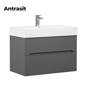 Malta 80 Cm Antrasit Banyo Dolabı Alt Modül Ve Lavabo