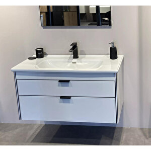 Trio 100 Cm Beyaz Çekmeceli Banyo Dolabı Alt Modül Ve Lavabo