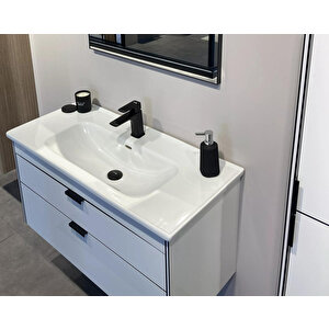 Orka Trio 100 Cm Beyaz Çekmeceli Banyo Dolabı Alt Modül Ve Lavabo